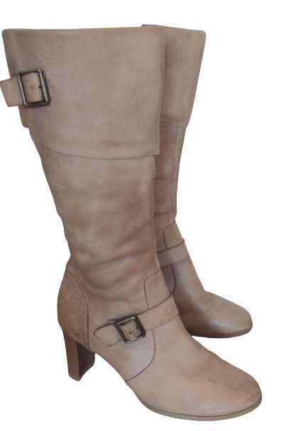 Fiore Leather kozaki damskie skóra naturalna beż 41