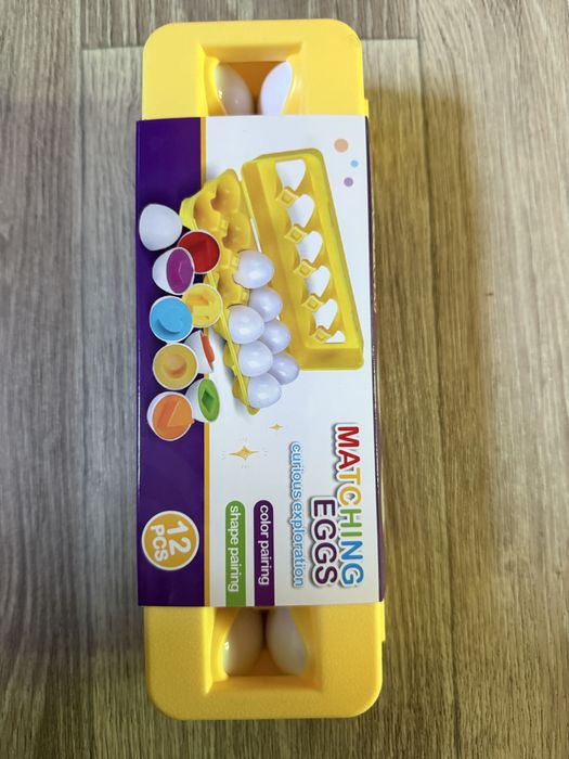 НОВА іграшка сортер Coogam Яйця в лотку 12шт 6 кольорів фігури