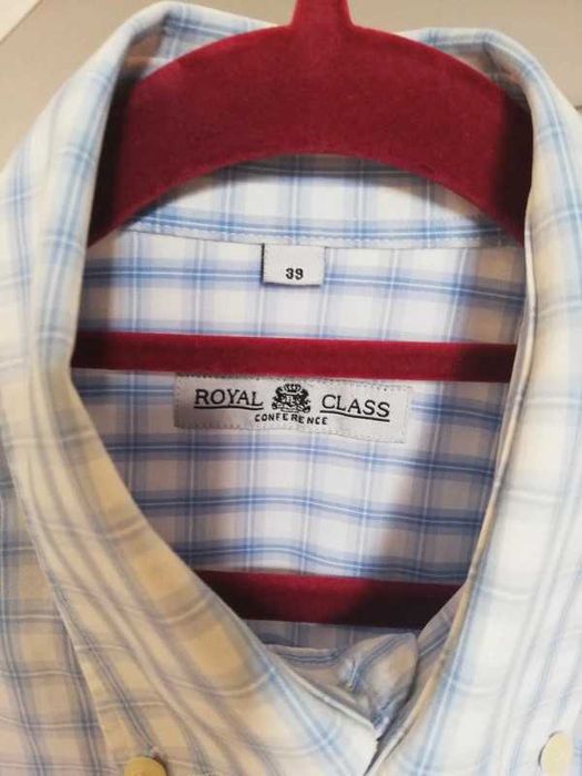 Royal Class koszula w kratkę biało-niebieska r. 39/ M