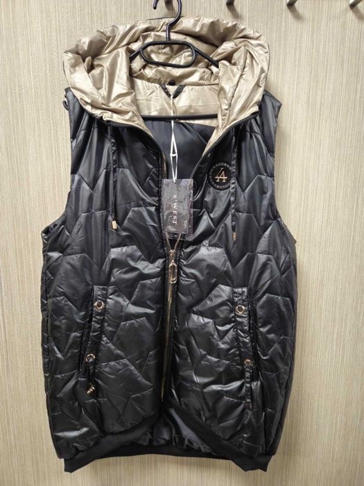 Kamizelka czarna 6XL, pikowana długa klasyczna !!!