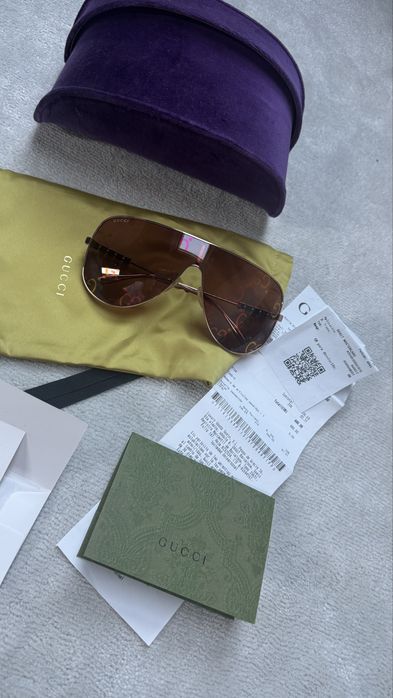 Okulary Gucci monogram pilotki oryginalne komplet