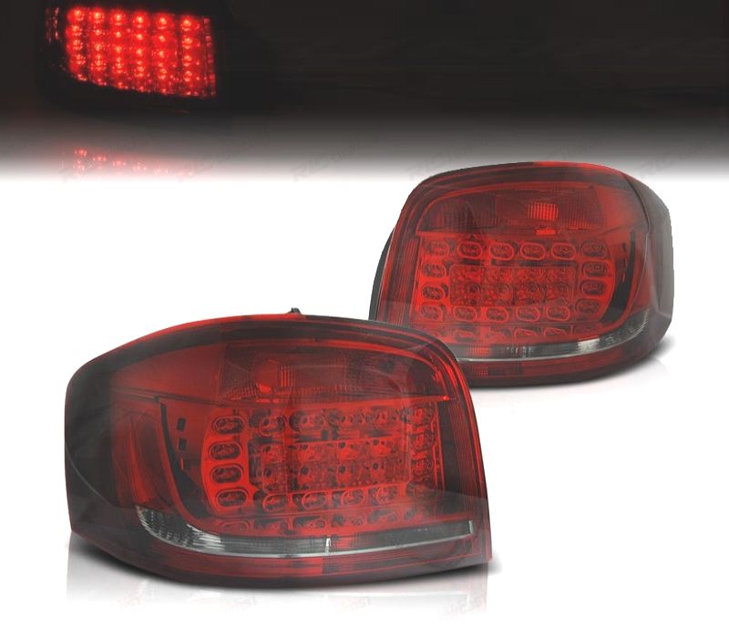 FAROLINS LED AUDI A3 8P 3 PORTAS 08-12 VERMELHO ESCURECIDO