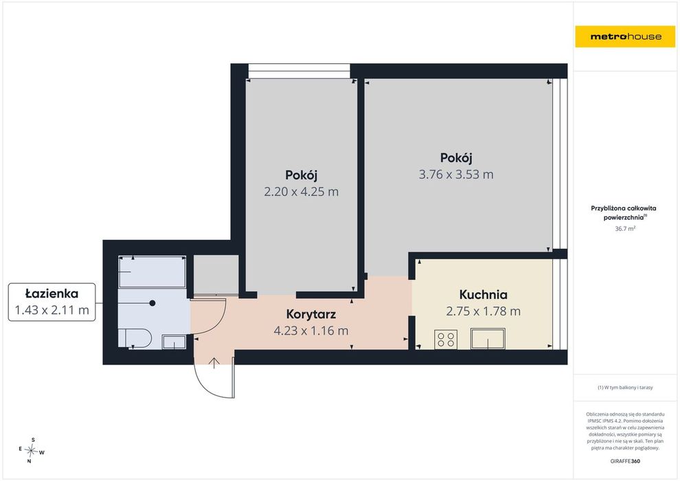 2 pokoje - parter - 37,80 m2 , blisko UE, 9 minut od Rynku!