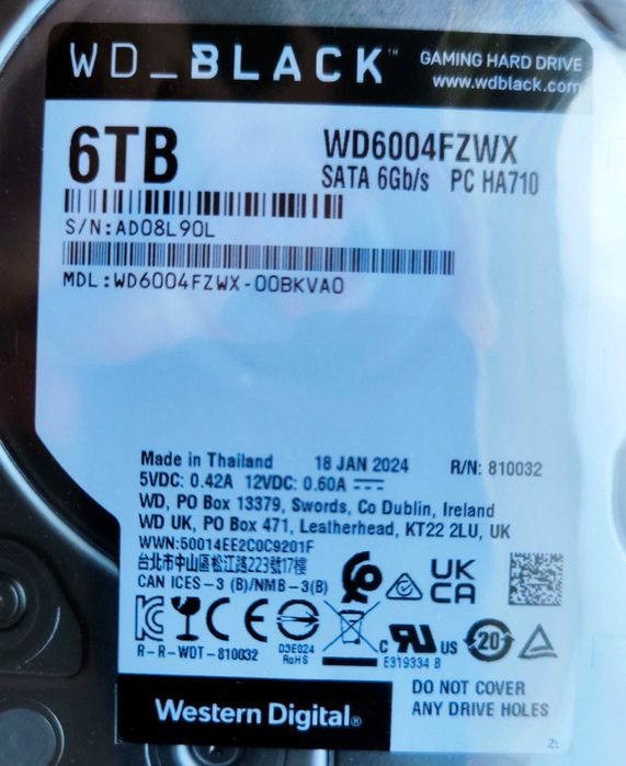 HDD Жесткий диск 3.5" 6TB WD_BLAC  WD6004FZWX-00BKVA0 Новый в упаковке