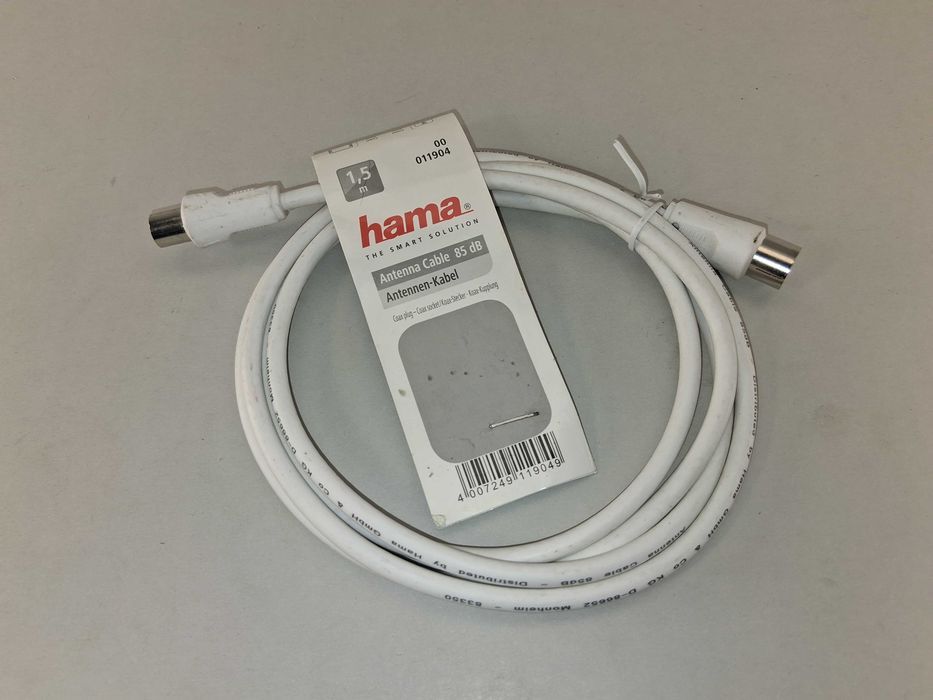 N144 KABEL ANTENOWY HAMA TV RADIO Biały 1,5m 85 dB Wtyk/Gniazdo