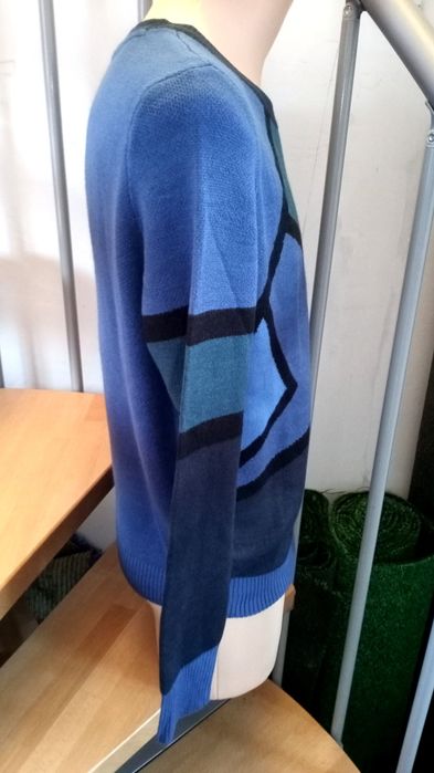 Sweter z okrągłym dekoltem męski młodzieżowy geometryczne wzory S/M