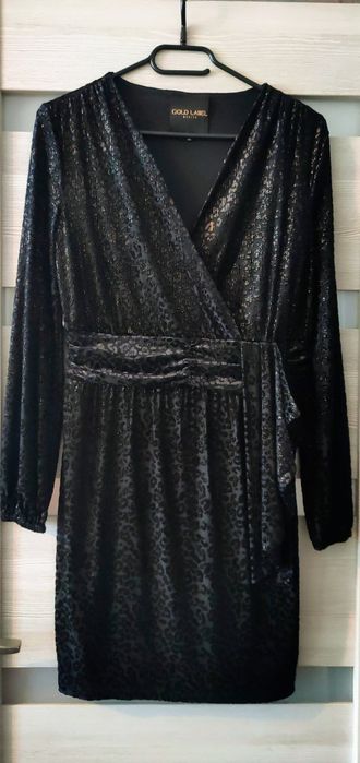 Koktajlowa czarny złota sukienka złoto-czarna Mohito S