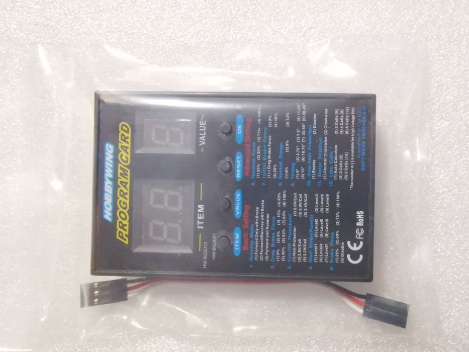 Carta programação programador ESC Hobbywing GoolRC Queen Hobby Surpass