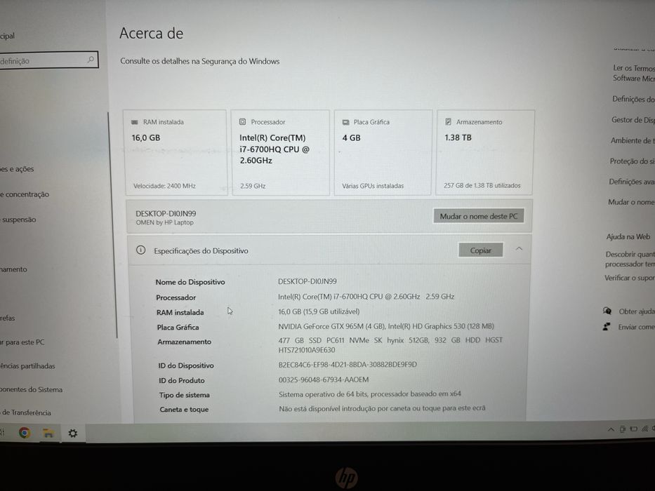Portátil HP OMEN 15-ax009np