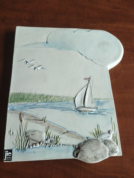 Ceramiczny obrazek Jie Gantofta Szwecja Aimo Nietosvuori żaglówka vintage nr 719