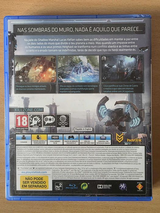 Jogo para a a PS4 "Killzone Shadow Fall"