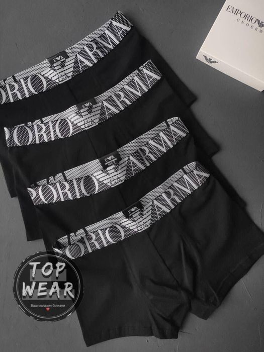 Чоловічі труси боксери Armani GA TOTAL BLACK