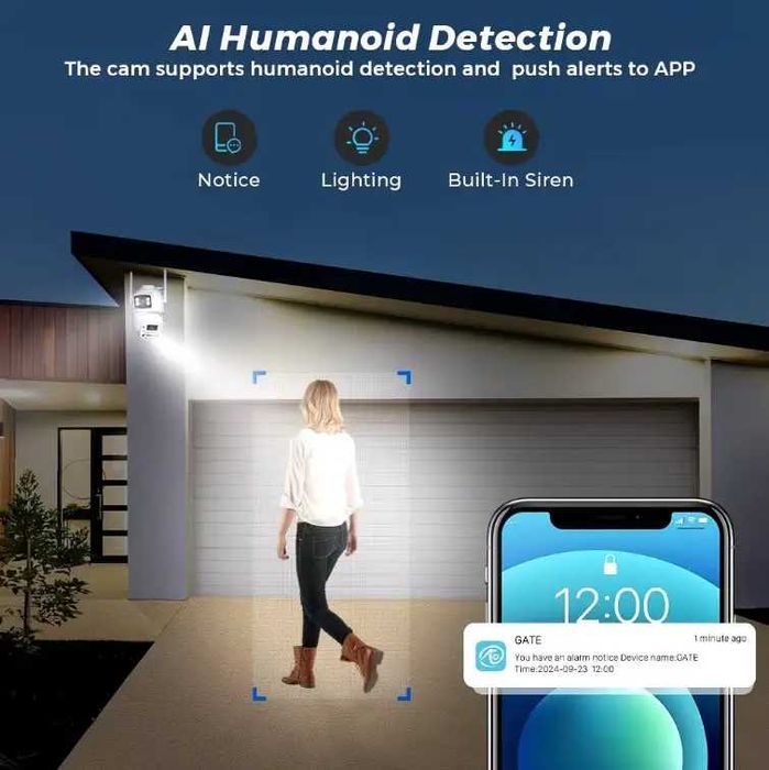 Вулична WiFi IP камера 10MP 5K BESDER A20 відеоспостереження ,2 лінзи