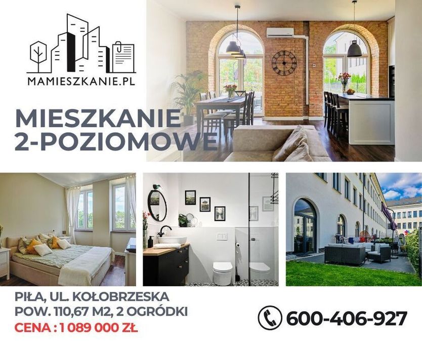 Dwupoziomowe mieszkanie z ogródkiem- Kołobrzeska