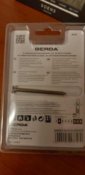 Wkładka antywłamaniowa Gerda EVO 30G/45 30G/40  40G/30  30G/40  30G45