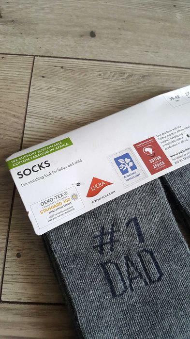 Skarpetki dla taty syn szare Matchy r.39-42 dziecięce pod chinkę