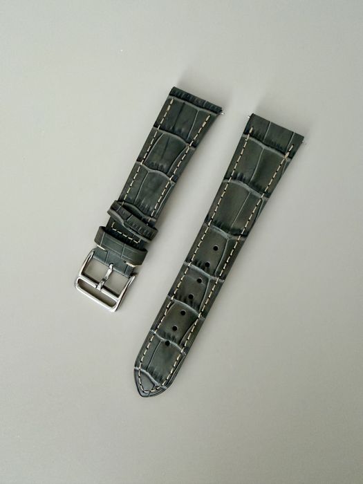 JAK NOWY Pasek WatchGecko 22 mm Alligator Stamp Grey Skóra TOP