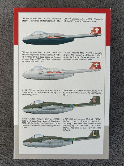 Samolot D.H. 100 Vampire Mk.l model dobsklejania Special Hobby 72339