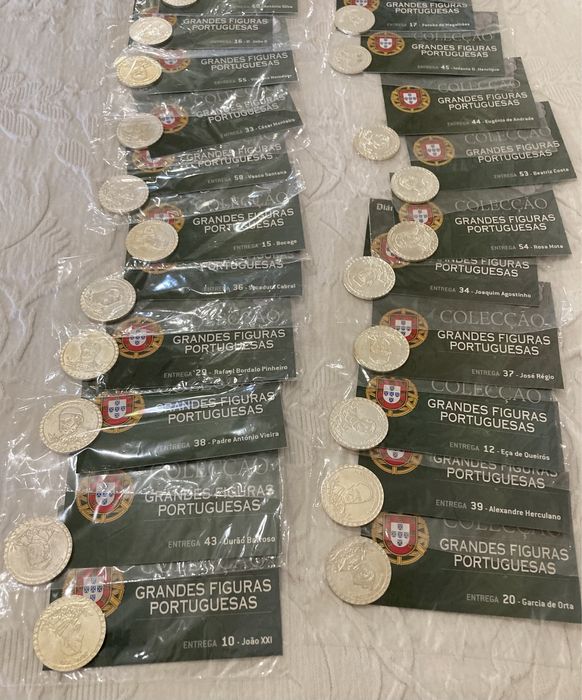 Coleção de moedas grandes figuras portuguesas