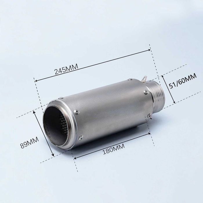 Escape universal 60mm para moto - Aço inoxidável