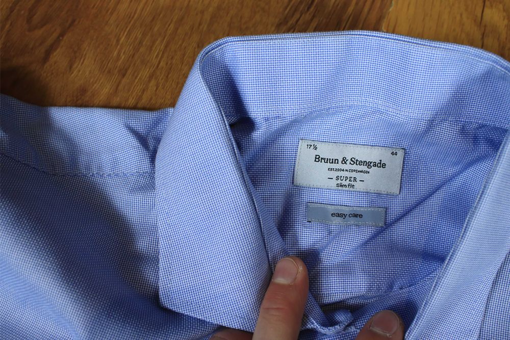 Koszula Bruun and Stengade r. 44 niebieska męska długi rękaw bawełniana