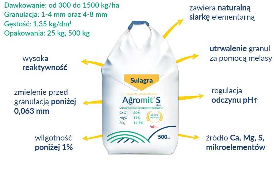 Agromit S, wapno siarka magnez, wapno z siarką i magnezem 500KG