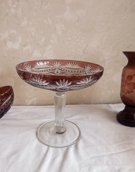 Кришталь графін Цукерниця фруктовниця бордове