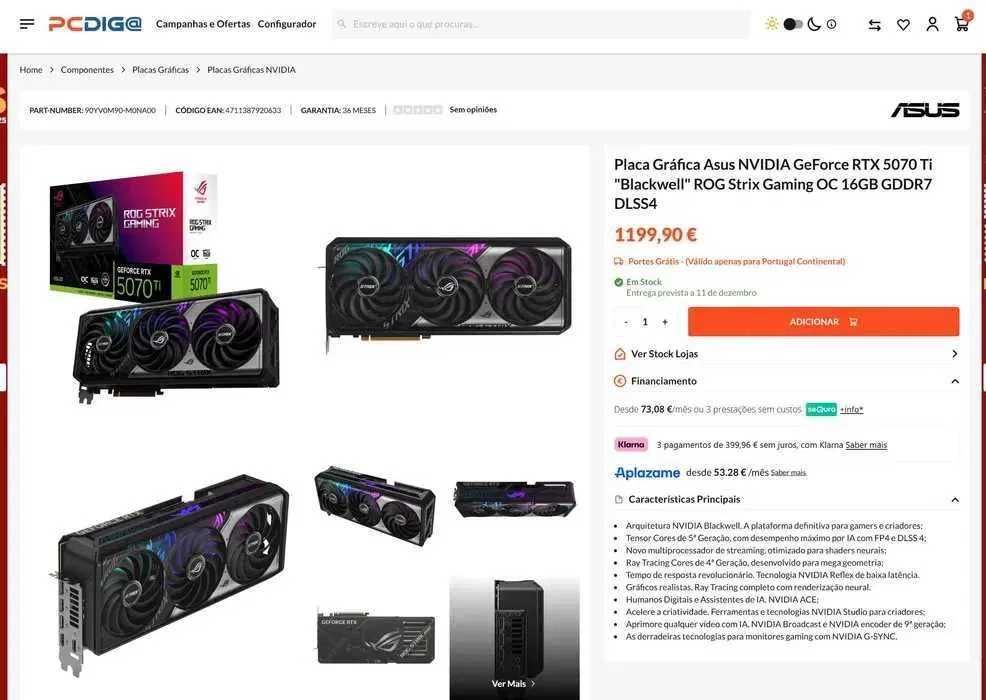 RTX 5070 TI 16GB OC asus ROG strix nova