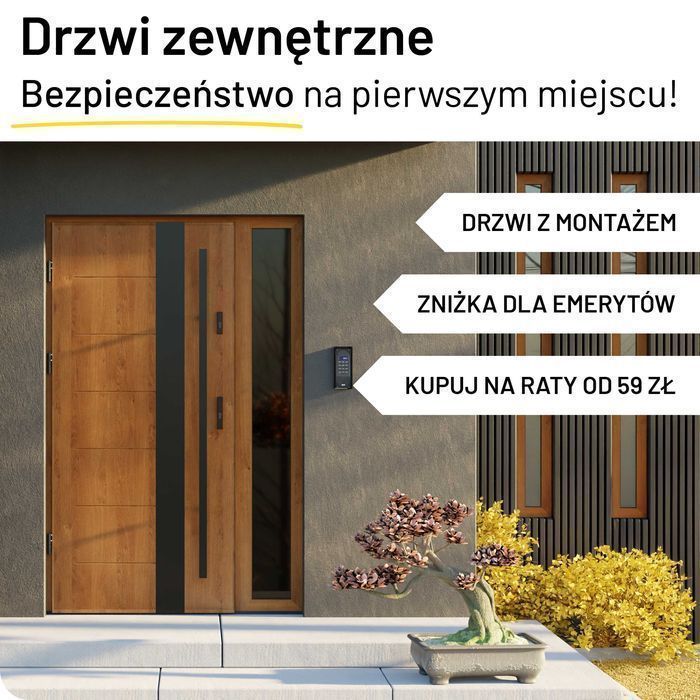 Drzwi z MONTAŻEM WEJŚCIOWE, antywłamaniowe, eleganckie, trwałe