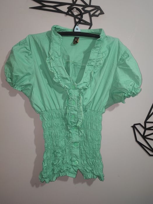 Miętowa koszula ze ściągaczem w talii Gian Donna Betti 36/38