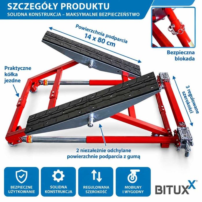 Podnośnik samochodowy 2T BITUXX – mobilny, uchylny, do garażu 2000 kg