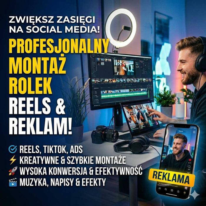 Montaż  filmów rolek Instagram / TikTok / FB / Reklamy