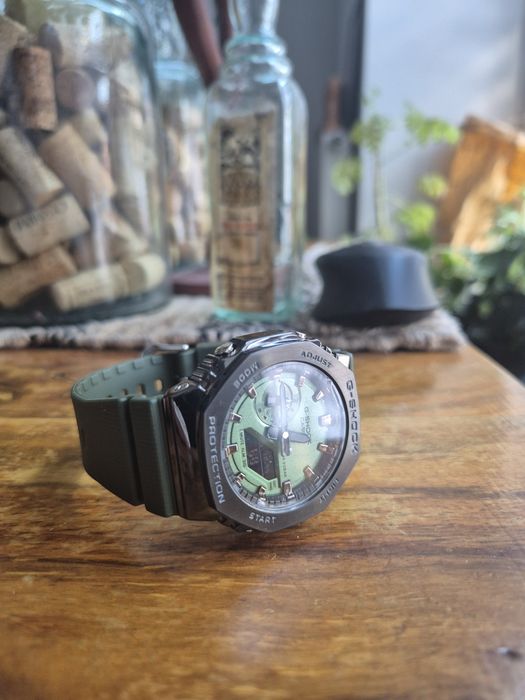 Casio G-Shock GM-2100  stalowa koperta„CasiOak metal” | Zielony