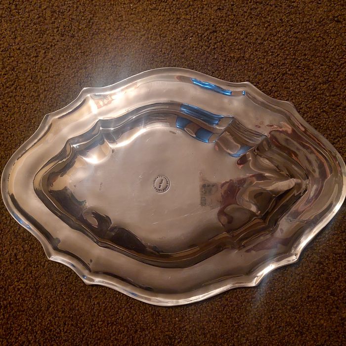 Conjunto de jarra e prato de estanho