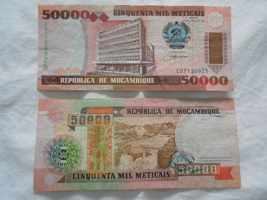 Notas de Moçambique Numeração seguida