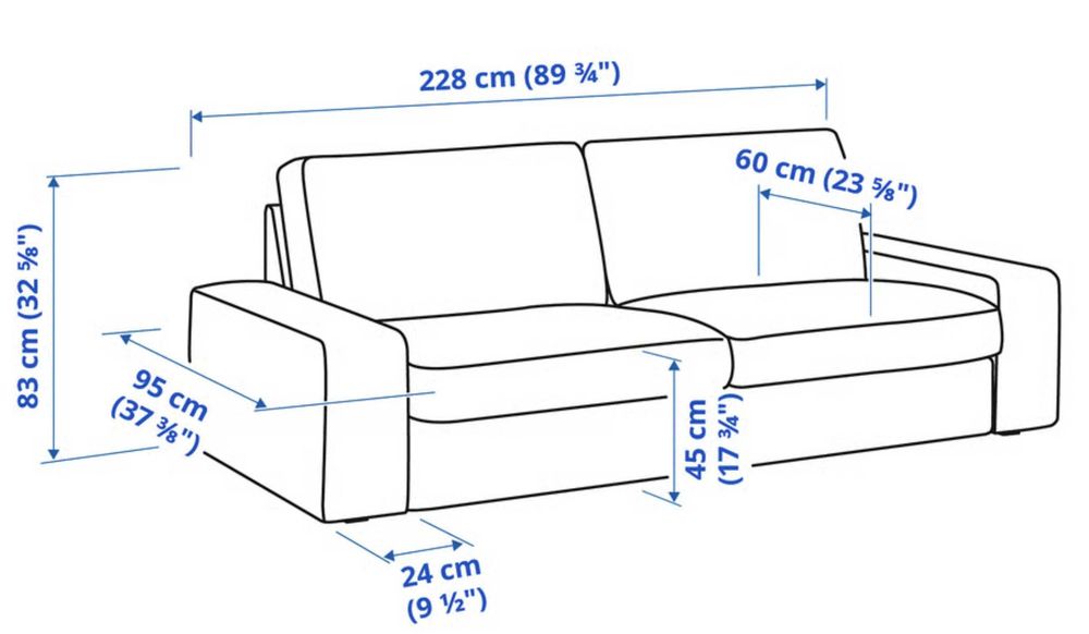 Sofá KIVIK 3 lugares, cinzento