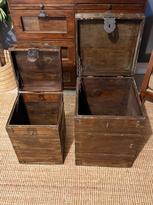 bau, arca, mesa, teca, ferro, antigo, indiano, oriental, rustico