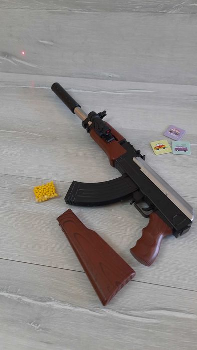 Автомат, 999-5, пульки 6мм, лазер, детский, Калашник