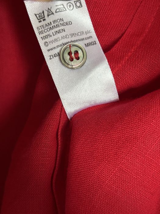 Czerwona lniana koszula Marks & Spencer 40/42