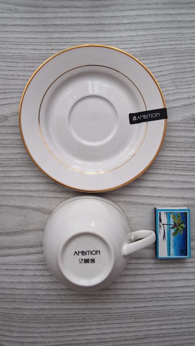 Piękna, nowa porcelanowa filiżanka AMBITION Aura Gold