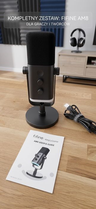 Mikrofon dynamiczny Fifine AM8 USB/XLR RGB – Czarny (Idealny do streamingu, podcastów)