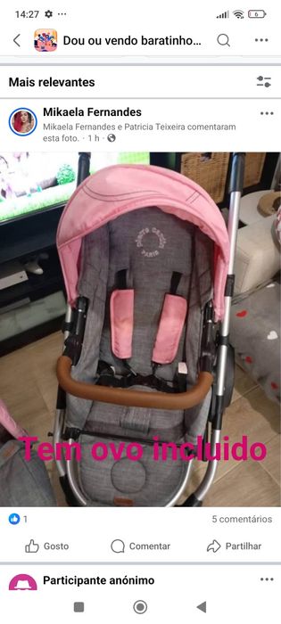 Carrinho de bebe com ovo incluido
