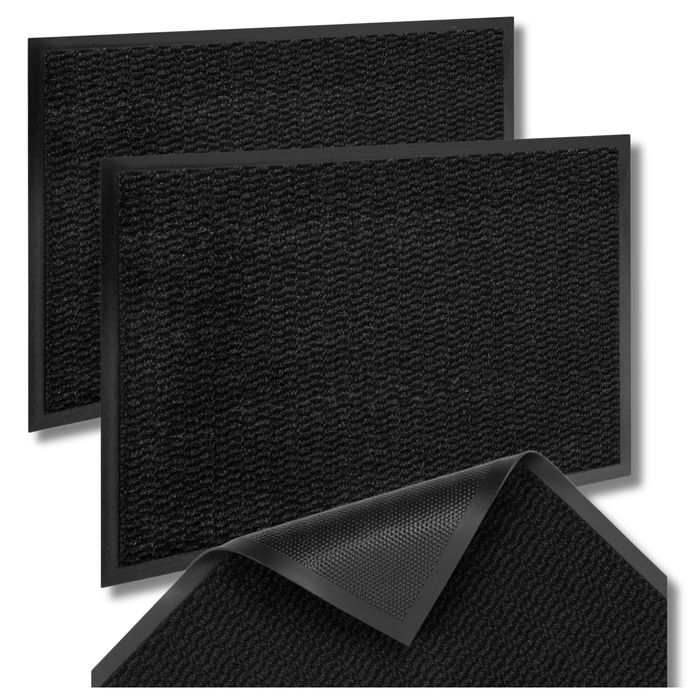 Wycieraczka wejściowa pod drzwi 40x60 cm NEILA szara zestaw 2 sztuk