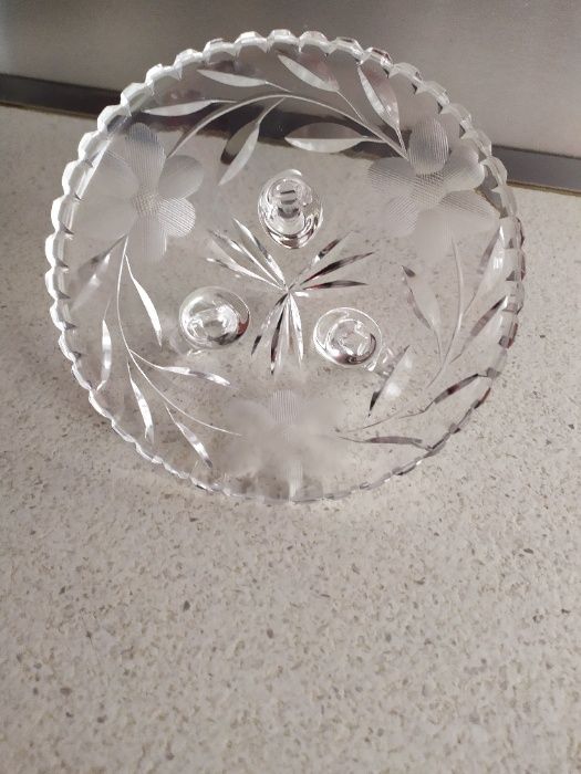 Szklana Bomboniera na trzech nóżkach PRL