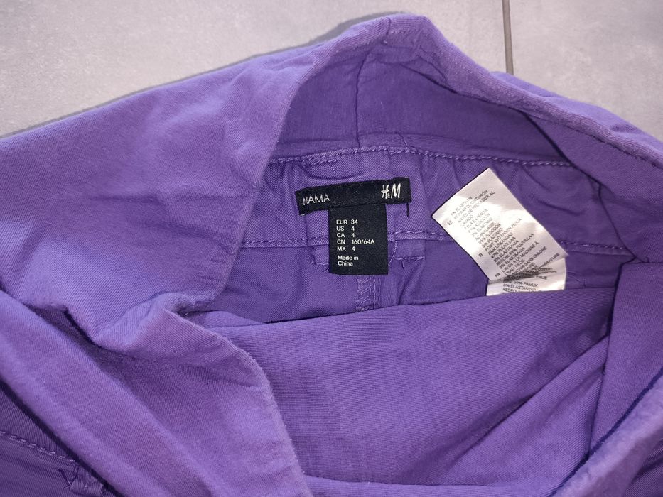 Spodnie ciążowe H&M mama fioletowe XS 34 S 36
