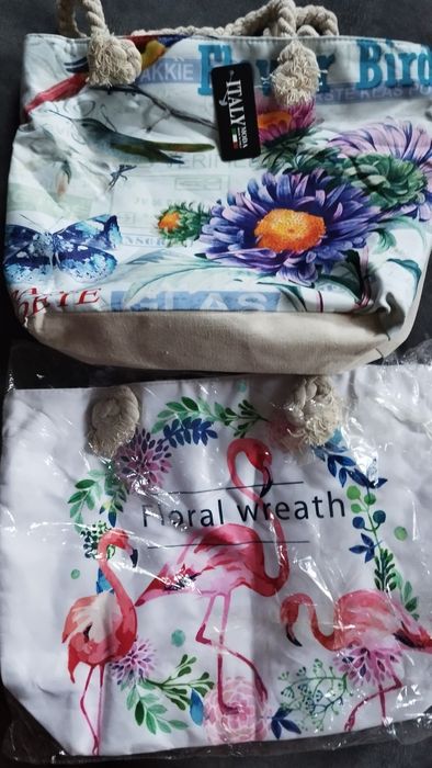 Torba plażowa Flamingi i Kwiaty