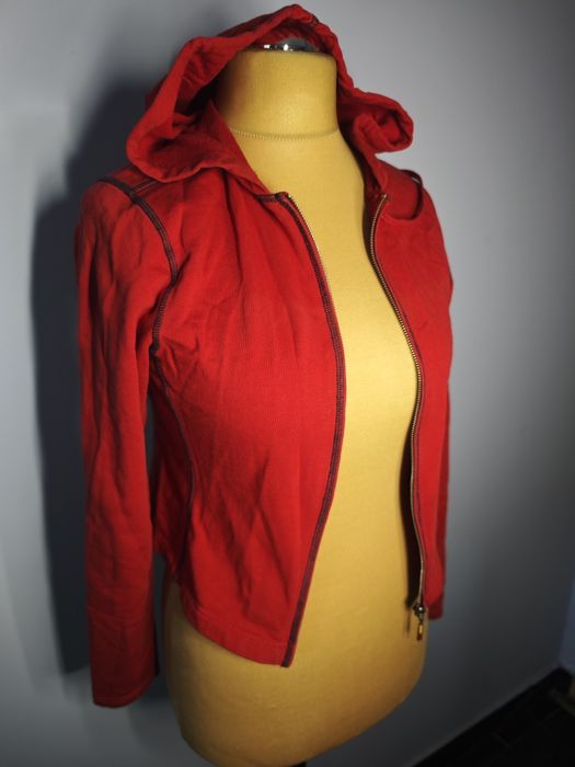 Czerwona bluza Tommy Hilfiger rozpinana z kapturem vintage