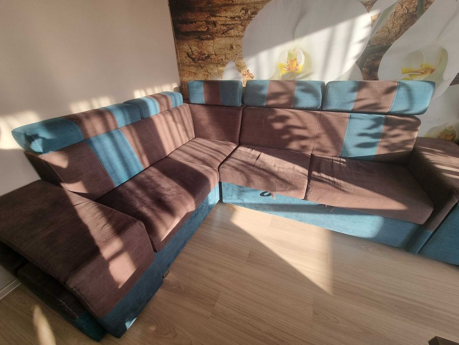 Komplet wypoczynkowy narożnik + fotel brązowy Bydgoszcz Fordon