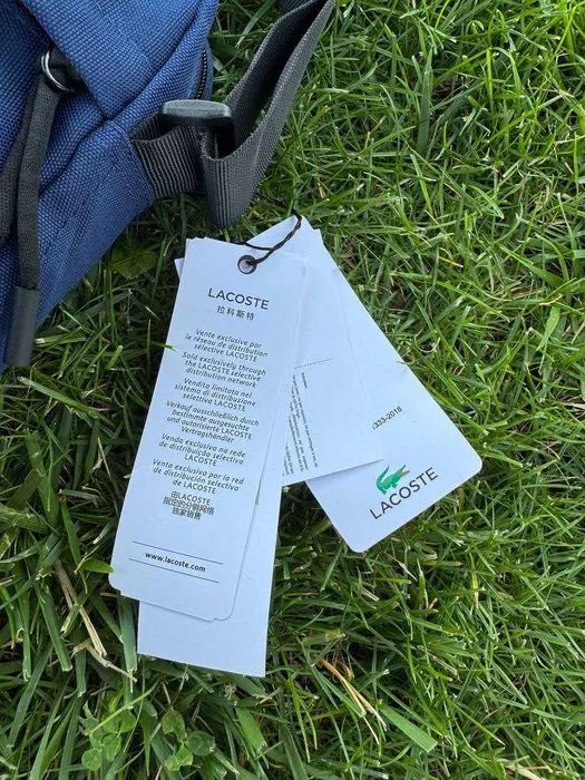 Сумка Lacoste Lacosta лакоста месенджер через плече чорна і синя