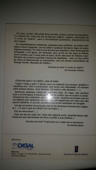 Livro O Conto d Vigário,Fernando Pessoa Entrego Alfragide e Benfica